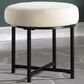 Kinfine Round Faux Sheepskin Ottoman with Matte Black Leg in Cream, , large