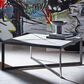 Furniture Worldwide Abstraction Cocktail Table in White and Aged Bronze, , large