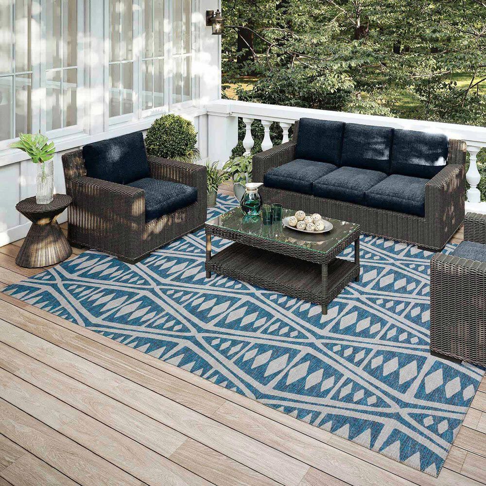 Dalyn Rug Company Sedona Southwestern 9&#39; x 12&#39; Indigo Indoor/Outdoor Area Performance Rug, , large