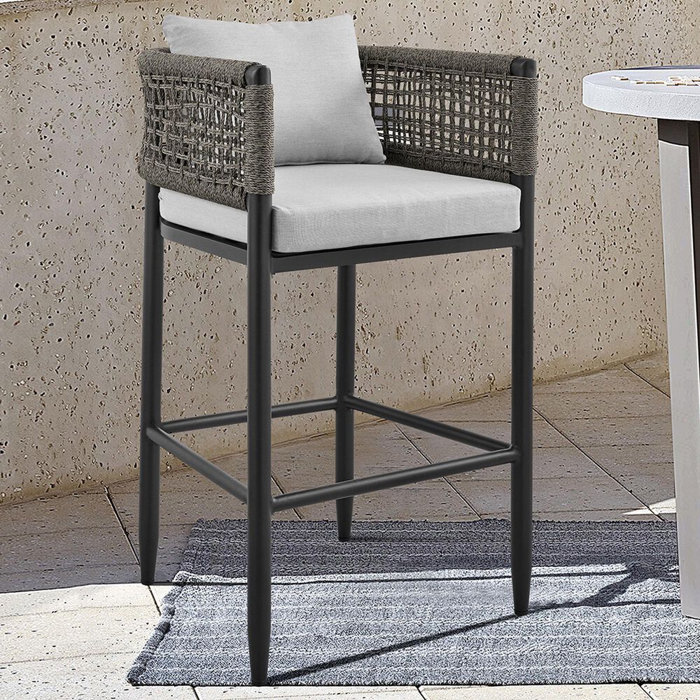Armen Living Felicia Patio Bar Stool in Light Gray, , large