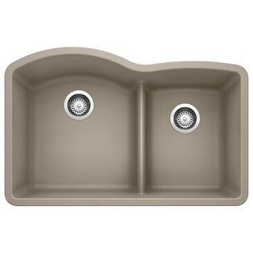 Blanco Diamond 32" 1-3/4 Double Bowl Kitchen Sinks with Low Divide in Truffle, , large