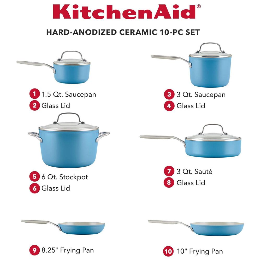Kitchenaid 10-Piece Hard Anodized Nonstick Cookware Set in Blue Velvet, , large