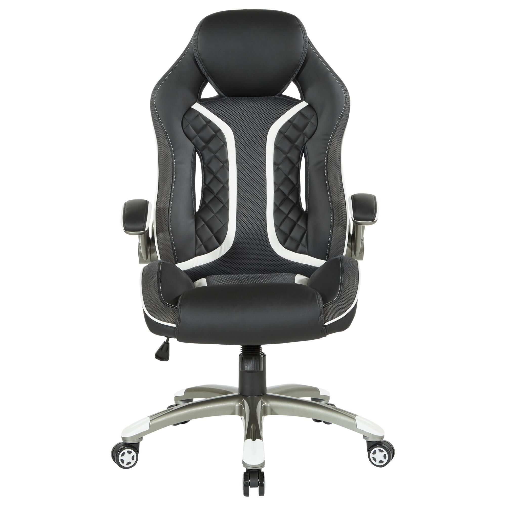 Gaming chair sales grey and white