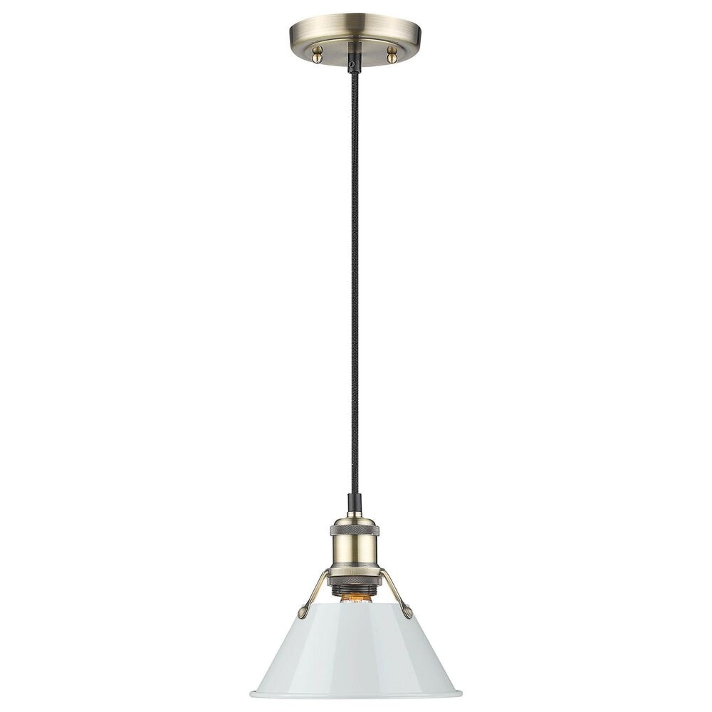 Golden Lighting Orwell 1-Light Small Pendant with Dusky Blue Shade in Aged Brass, , large