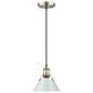 Golden Lighting Orwell 1-Light Small Pendant with Dusky Blue Shade in Aged Brass, , large