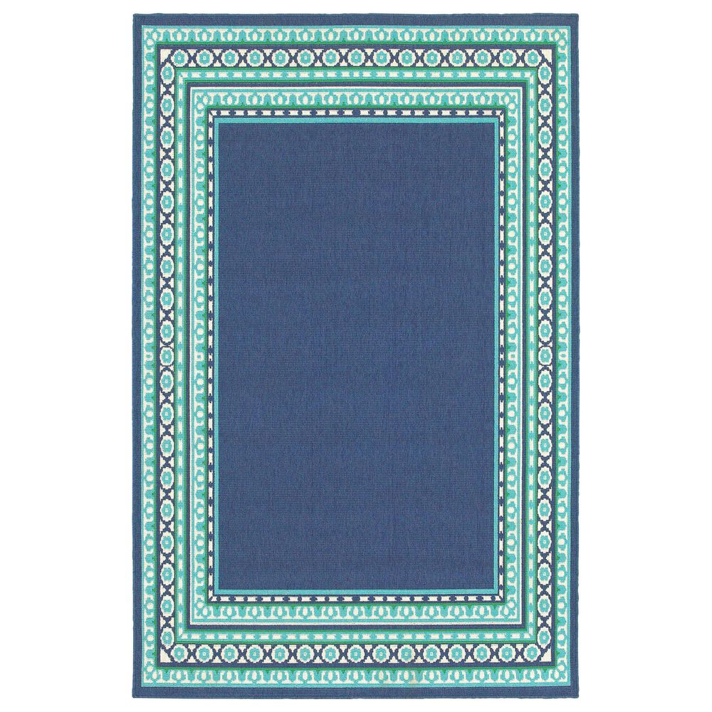 Oriental Weavers Meridian Navy and Green 8"6" x 13" Indoor/Outdoor Area Rug, , large