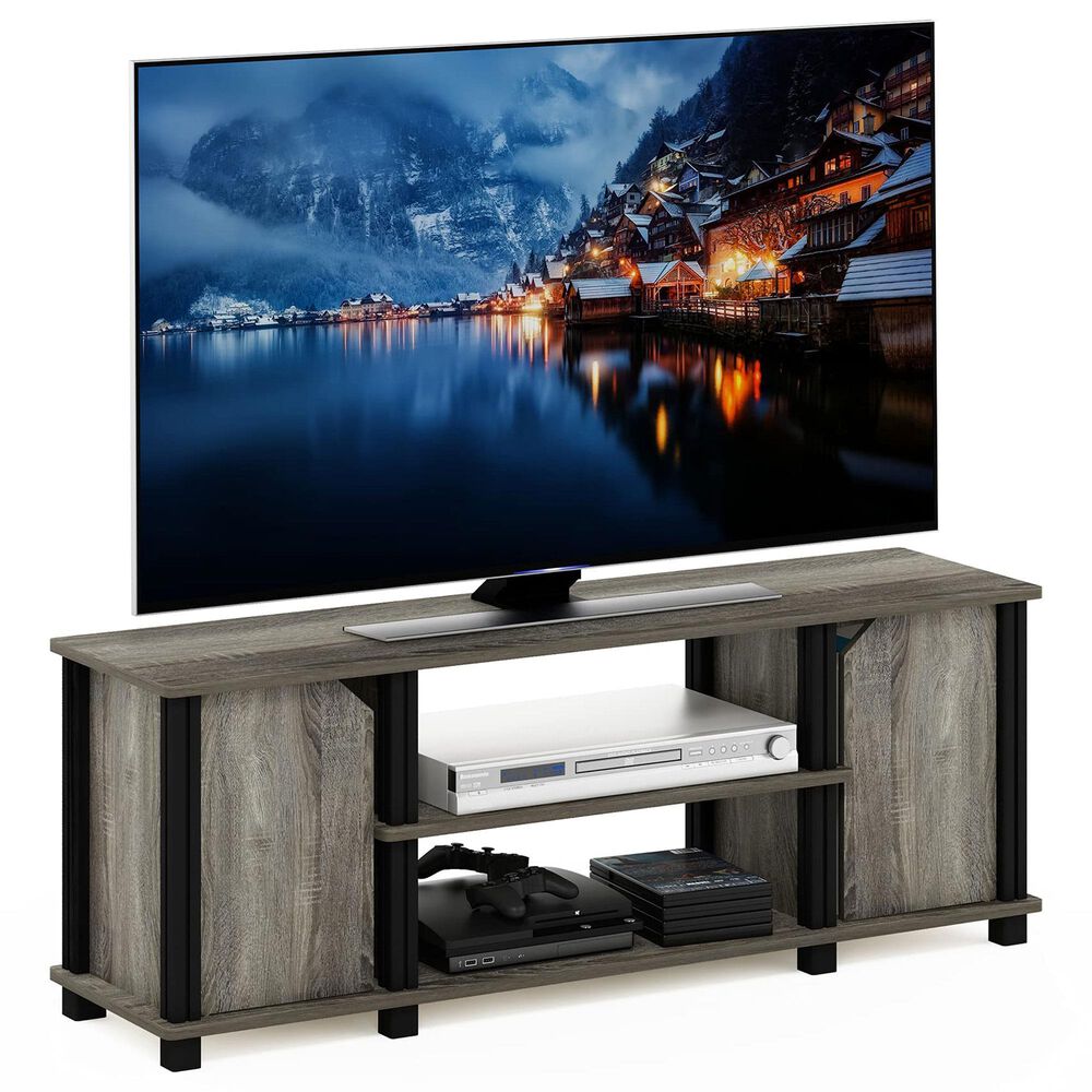 HOMLUX 43.8" TV Stand with 2-Door in French Oak and Black, , large