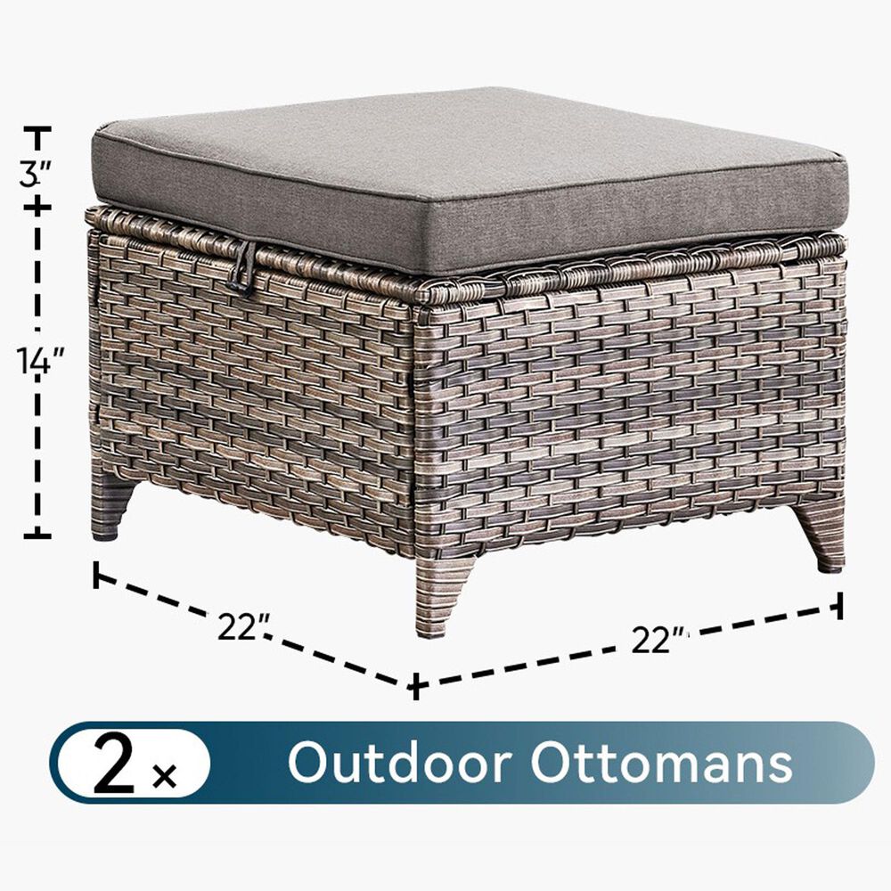 Sunwell Garden Patio Ottoman in Gray (Set of 2), , large
