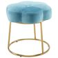 Linon Home Decor Seraphina Vanity Stool with Blue Cushion in Gold, , large