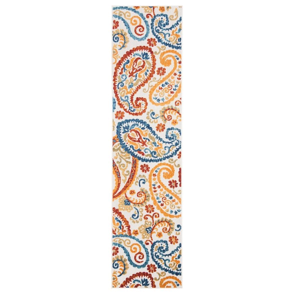 Safavieh Cabana 2" x 8" Cream and Navy Indoor/Outdoor Area Performance Rug, , large
