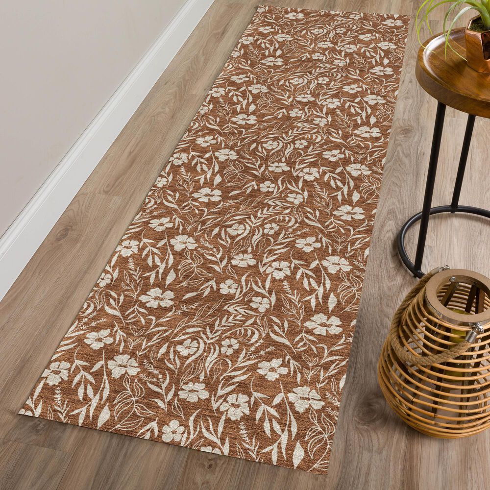 Dalyn Rug Company Soft Essentials Floral Paprika 2'3" x 7'6" Indoor/Outdoor Runner, , large