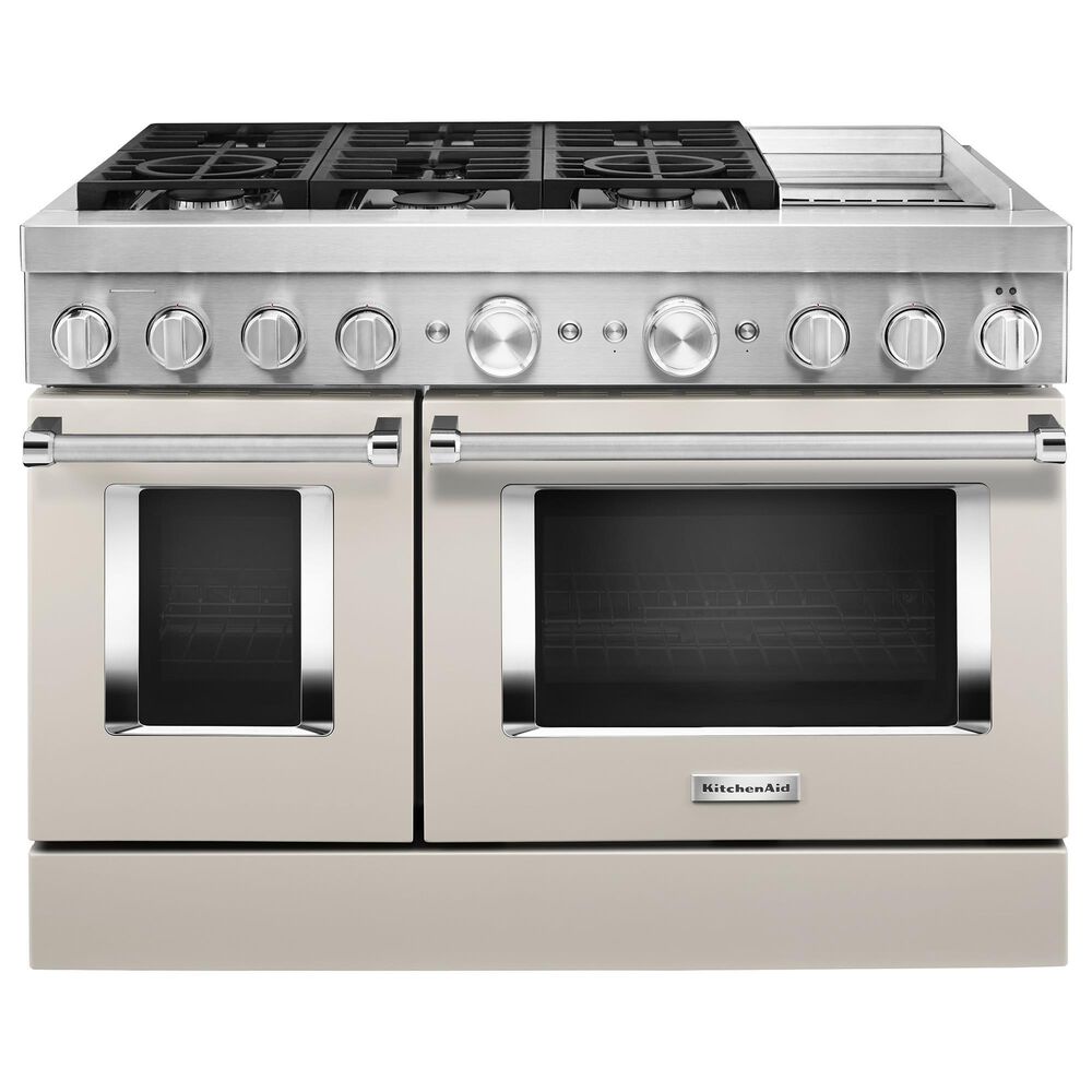 KitchenAid 48" Professional Double Oven Dual Fuel Range in Matte Milkshake, , large