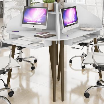 Dayton Bradley 4-Piece Sectional Cubicle Desk in White, , large