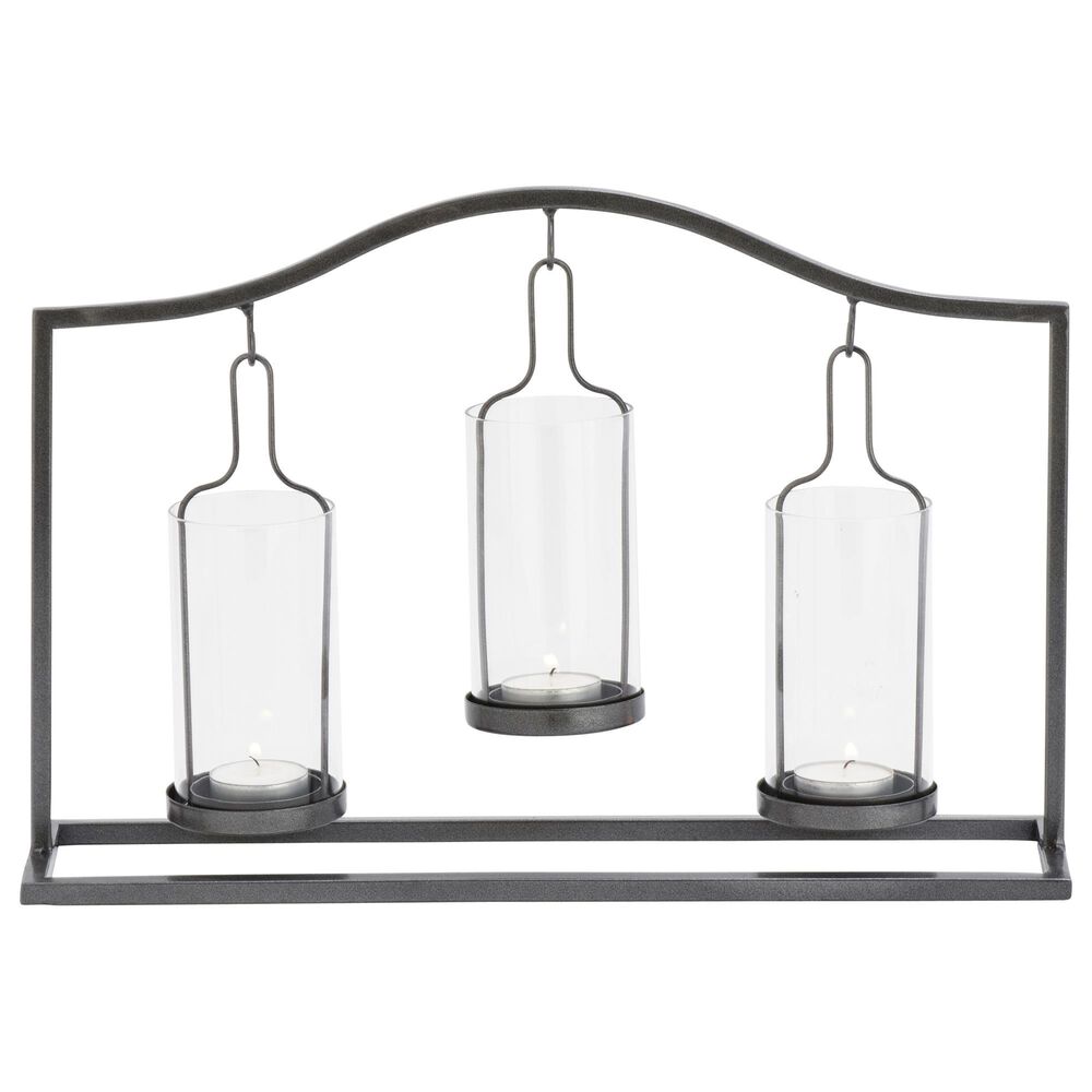 Maple and Jade 11&quot; Industrial Candle Holder with 3 Suspended Candle Plates in Black, , large