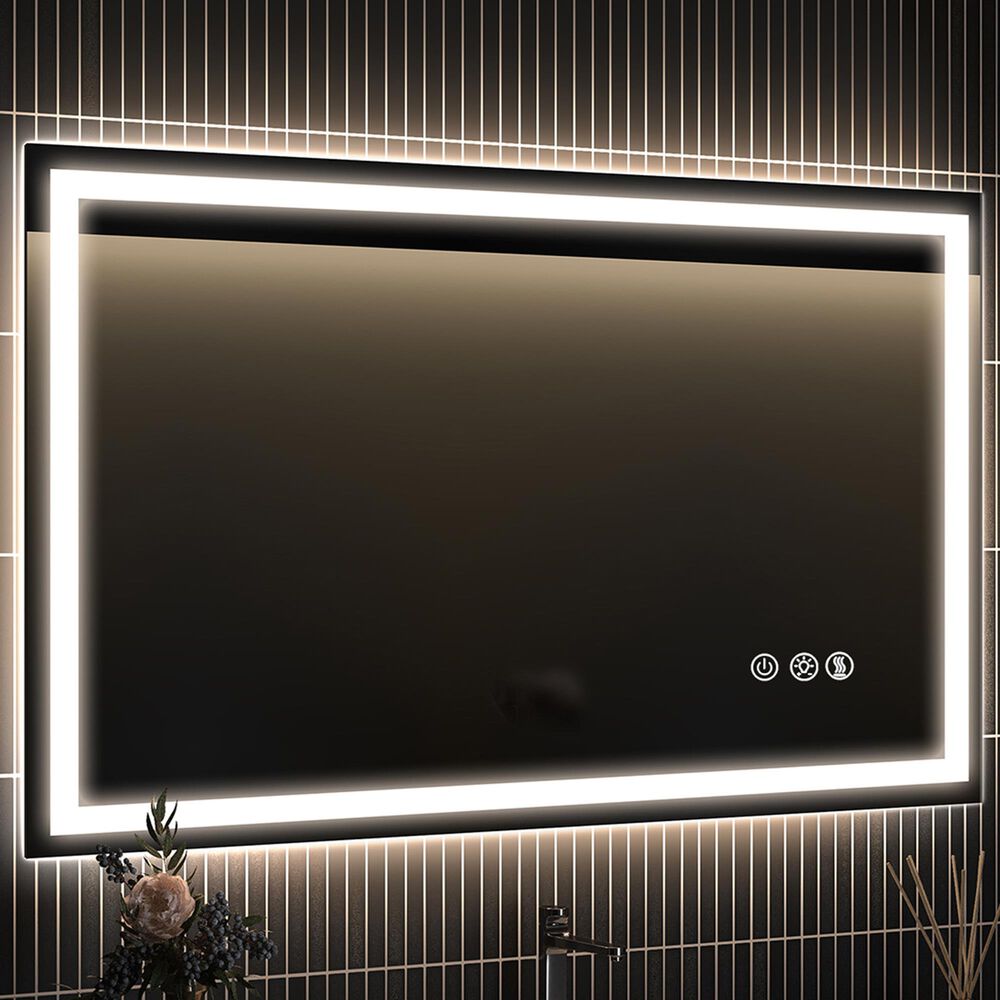 HOMLUX 48" x 32" LED Bathroom Makeup Mirror in Silver, , large