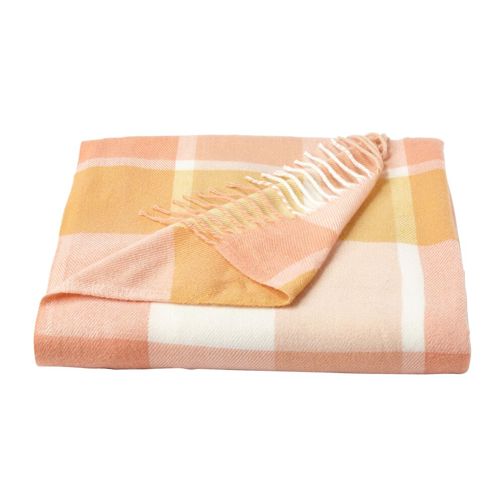 Timberlake Lavish Home Woven Faux Cashmere Feel Throw in Desert Blush Plaid, , large