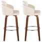 LumiSource Dahlia Swivel Bar Stool with Cream Faux Leather Upholstery in Walnut and Chrome (Set of 2), , large
