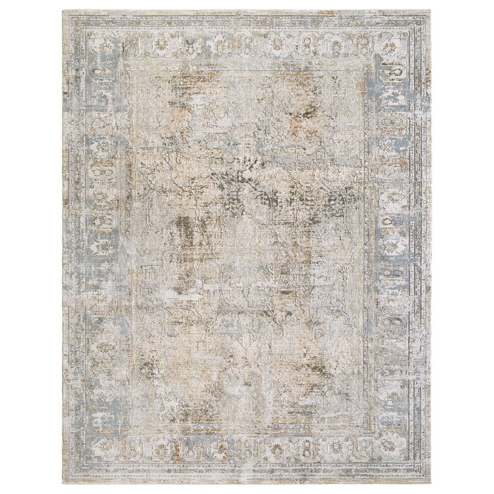 Surya Brunswick Cream, Medium Brown, Light Gray, Light Brown, Charcoal and Mustard 6"7" x 9"6" Area Rug, , large
