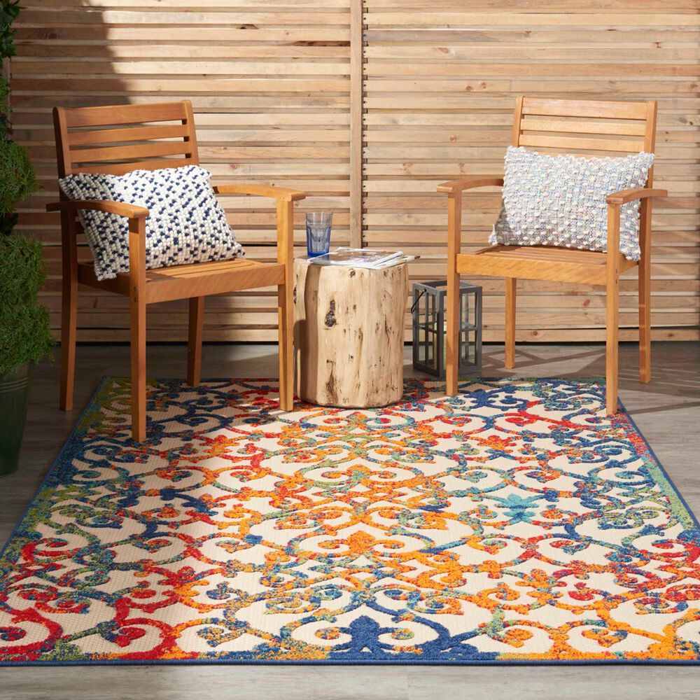 Nourison Aloha Damask 9&#39; x 12&#39; Multicolor Indoor/Outdoor Area Rug, , large