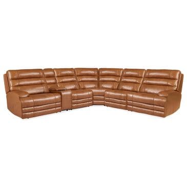 Oxford Furniture 6-Piece Leather Power Reclining Sectional in Softee Buckskin, , large