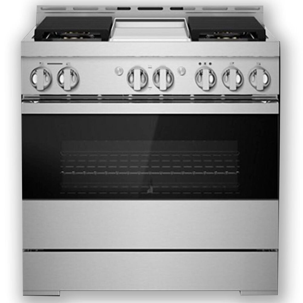 JennAir 36" Gas Professional Range with Chrome-Infused Griddle in Black Glass, , large