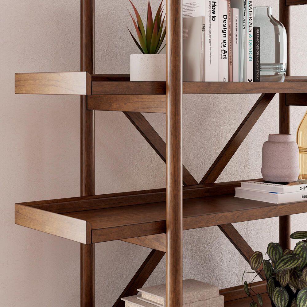 Ashley Lyncott 2-Piece Desk and Bookcase Set in Brown, , large
