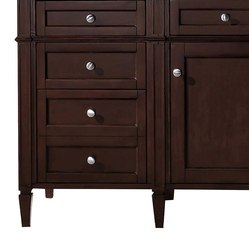 James Martin Vanities Brittany 60&quot; Single Bathroom Vanity in Burnished Mahogany with 3 cm White Zeus Quartz Top and Rectangular Sink, , large
