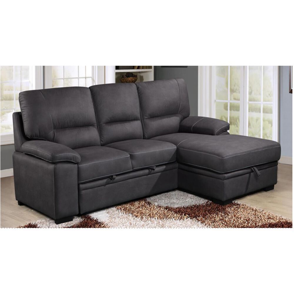 Amalfi Home Furniture Sybil 2-Piece Sleeper Sectional in Titanium Grey, , large