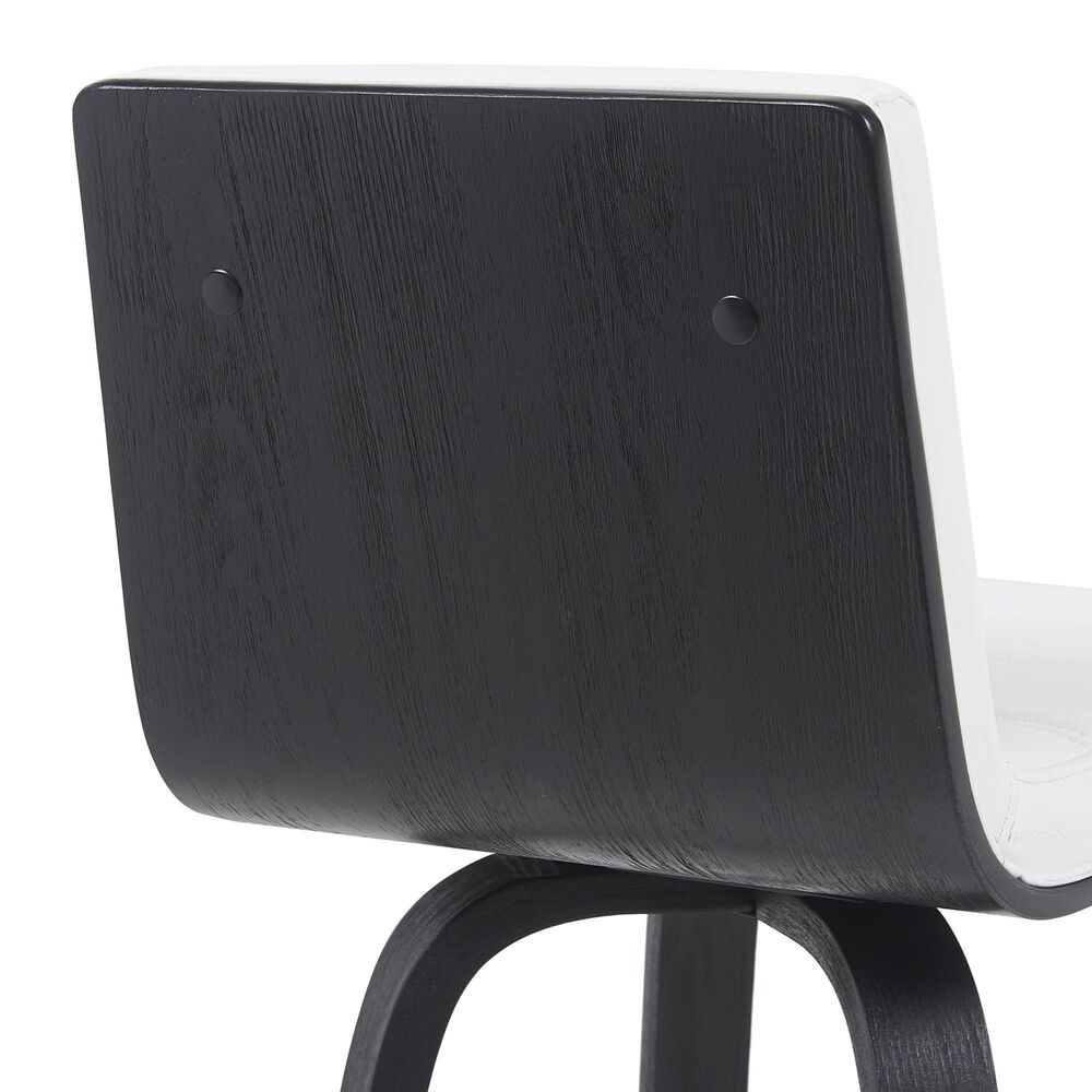 Armen Living Vienna Swivel Counter Height Stool with Snow White Upholstery in Black Brushed, , large