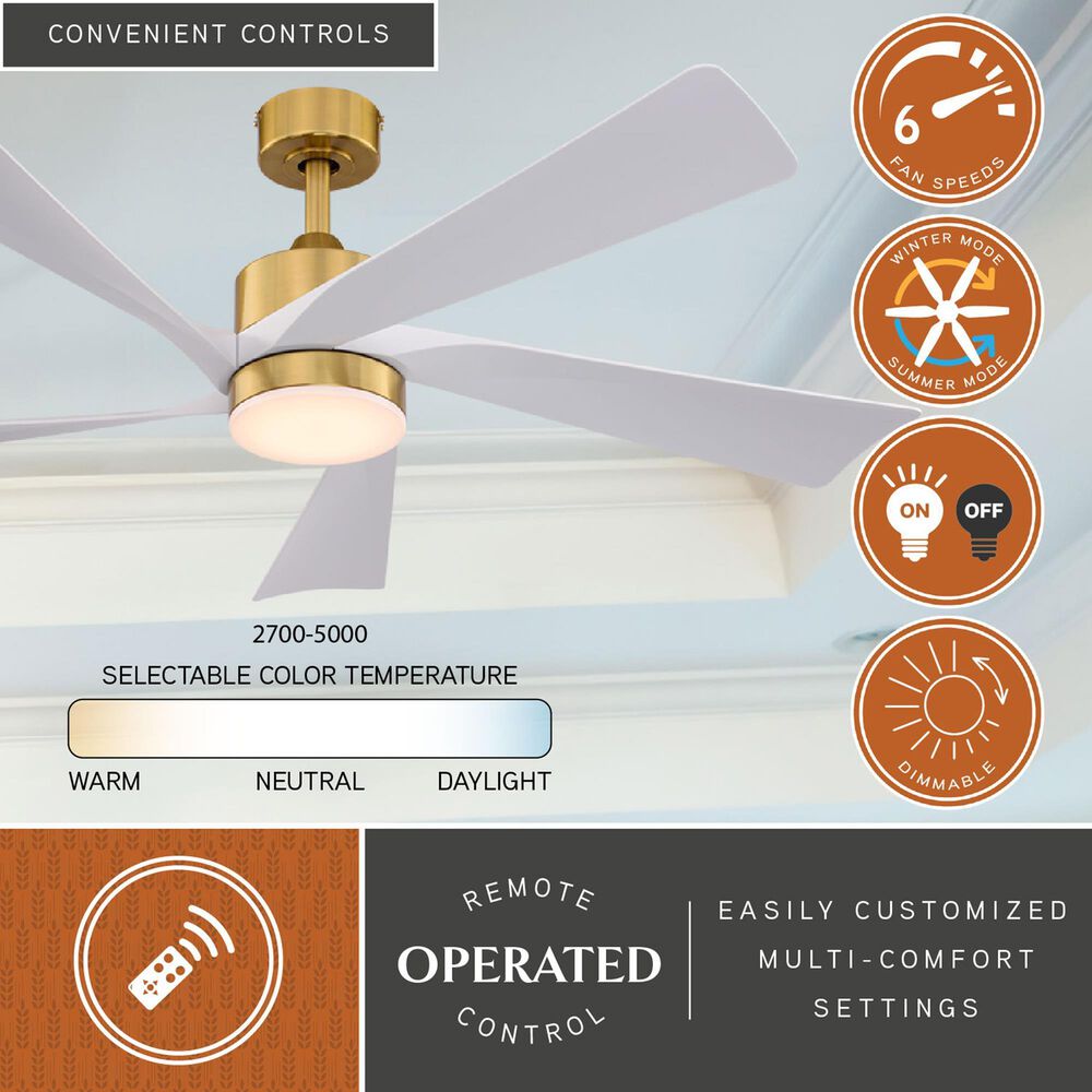 Vaxcel Redmond 52" Integrated LED Ceiling Fan in Satin Brass, , large