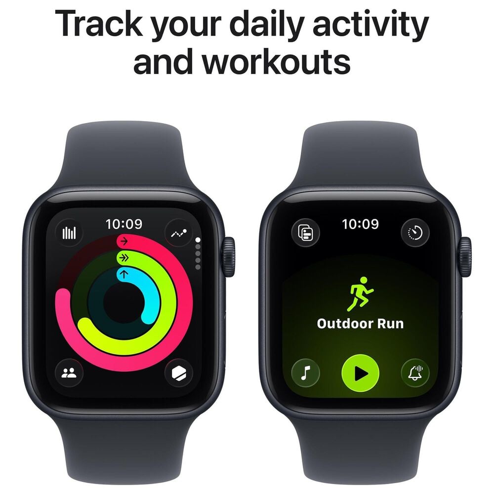 Apple Watch SE 3 (GPS) 44mm Aluminum Case with Sport Band - M/L in Midnight and 2-Year AppleCare+, , large