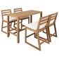 HOMLUX 5-Piece Patio Bar Set with 52" Rectangular Light Teak Table in Beige, , large