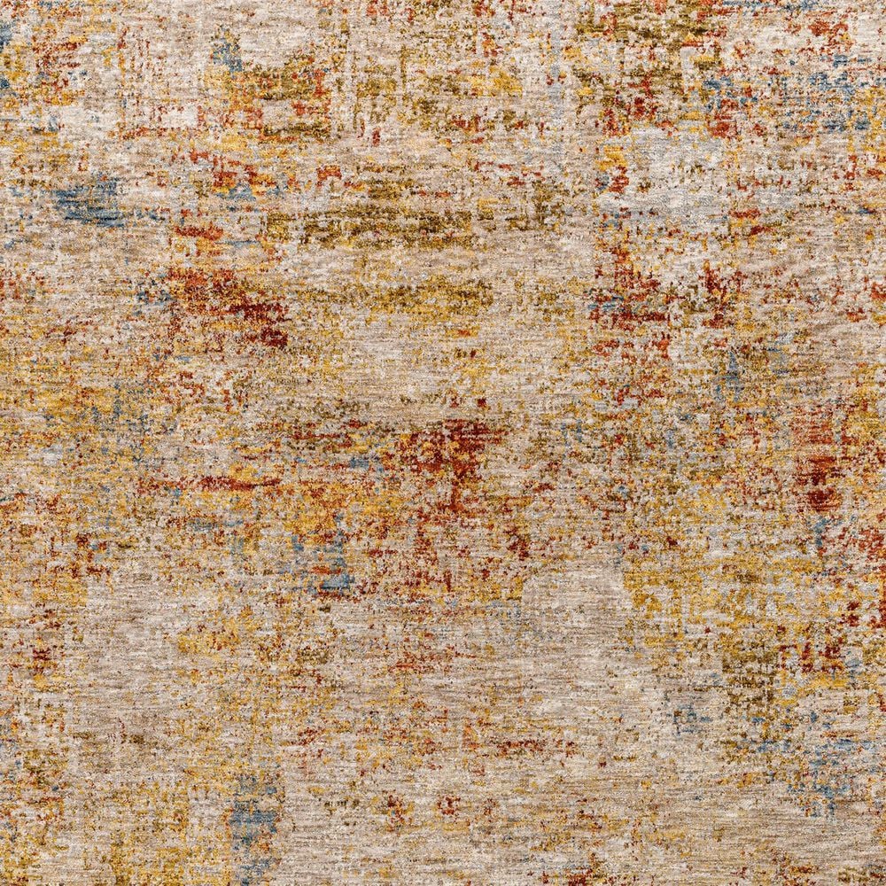 Surya Mona Lisa Abstract 6&#39;7&quot; Round Tan, Mustard, Olive, Sage, Brick Red, Dark Blue and Burgundy Area Rug, , large