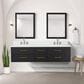 Lexora Home Castor 72" Double Bathroom Vanity in Black with 2 cm White Quartz Top and Rectangular Sinks, , large