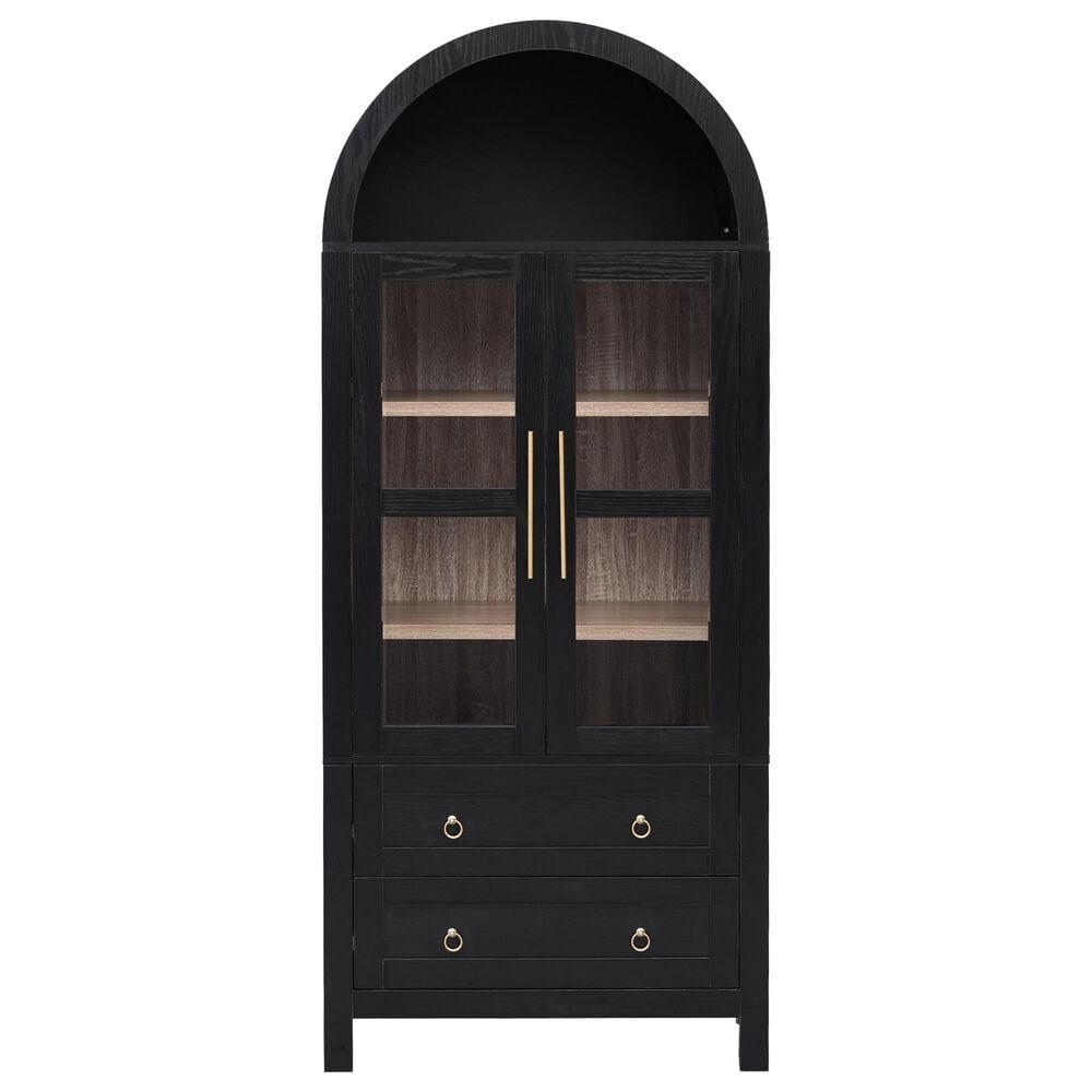 HOMLUX 71" Arched Kitchen Pantry Cabinet in Black, , large