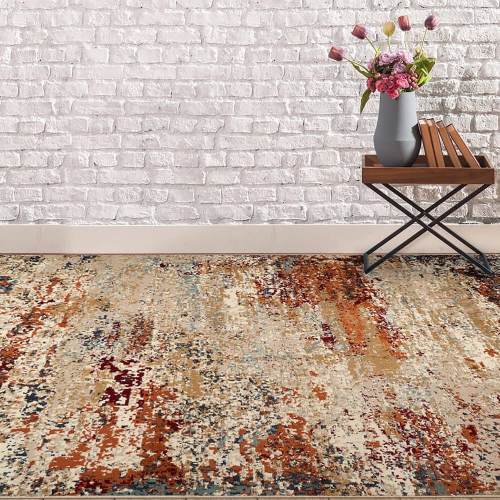 Amer Rugs Allure 7&#39;9&quot; x 9&#39;9&quot; Ivory and Orange Area Rug, , large