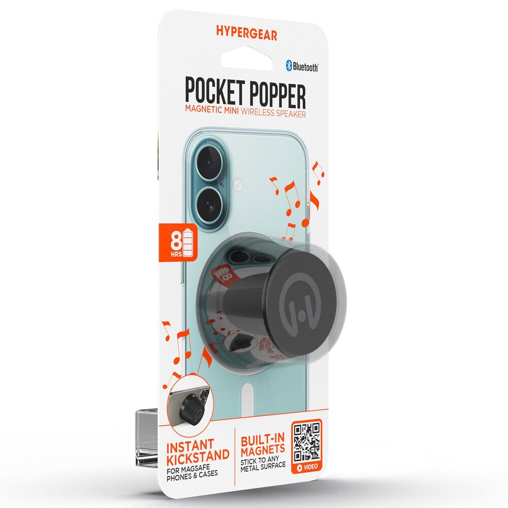 Hypercel Pocket Popper Magnetic Mini Wireless Speaker in Black, , large