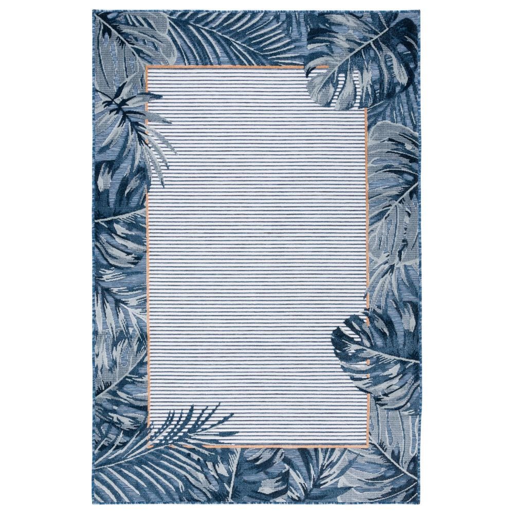 Safavieh Cabana CBN453N 4" x 6" Ivory and Navy Indoor/Outdoor Area Performance Rug, , large