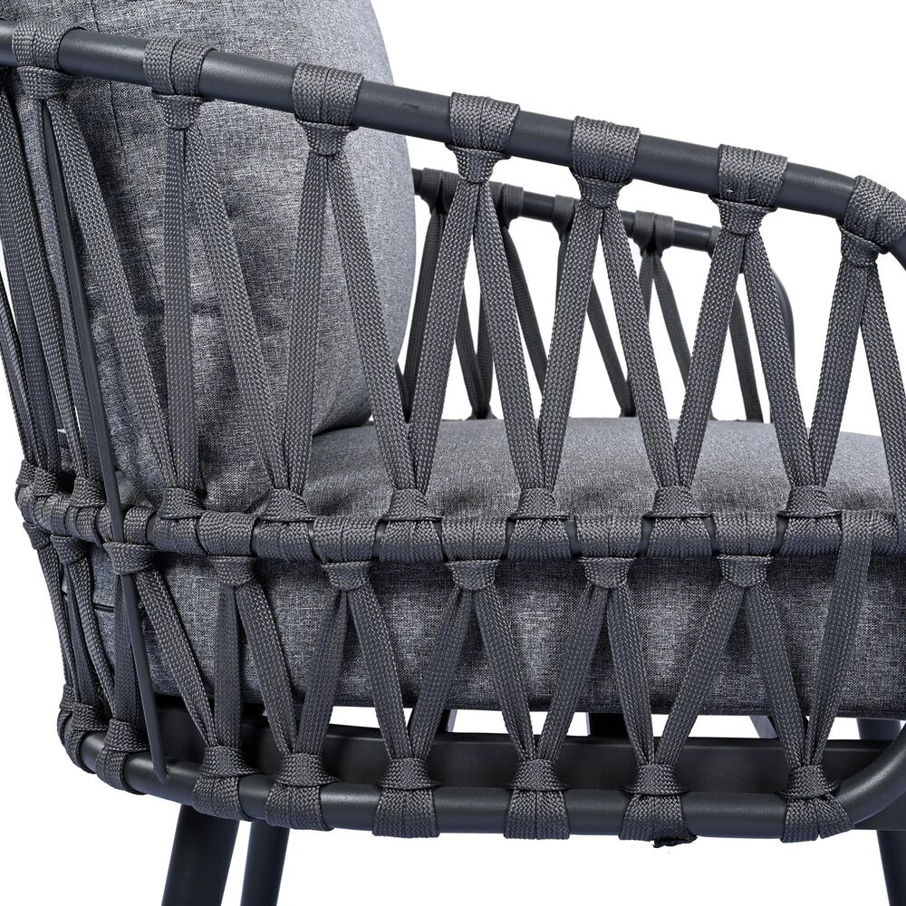 Hearth and Haven 4-Piece Patio Conversation Set with Gray Cushion in Black, , large
