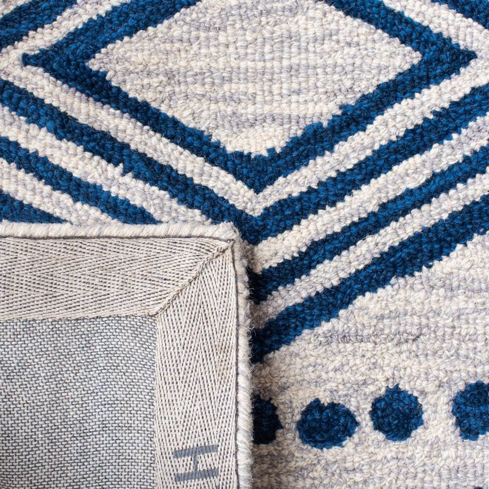 Safavieh Micro-Loop Southwestern 2&#39;3&quot; x 7&#39; Ivory and Navy Runner, , large