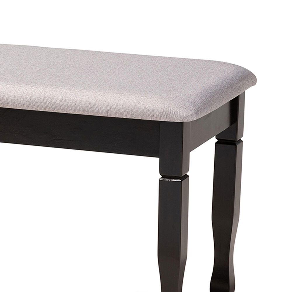 Baxton Studio Corey Dining Bench with Grey Cushion in Dark Brown, , large
