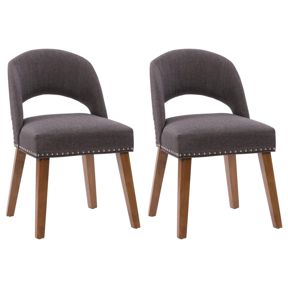 CorLiving Tiffany Dining Chair in Hazelnut/Dark Grey (Set of 2), , large