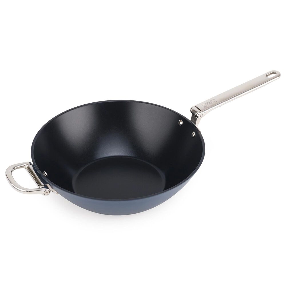 Joseph Joseph Space 12.5" Non-Stick Wok with Folding Handles and Lid in Midnight Blue, , large