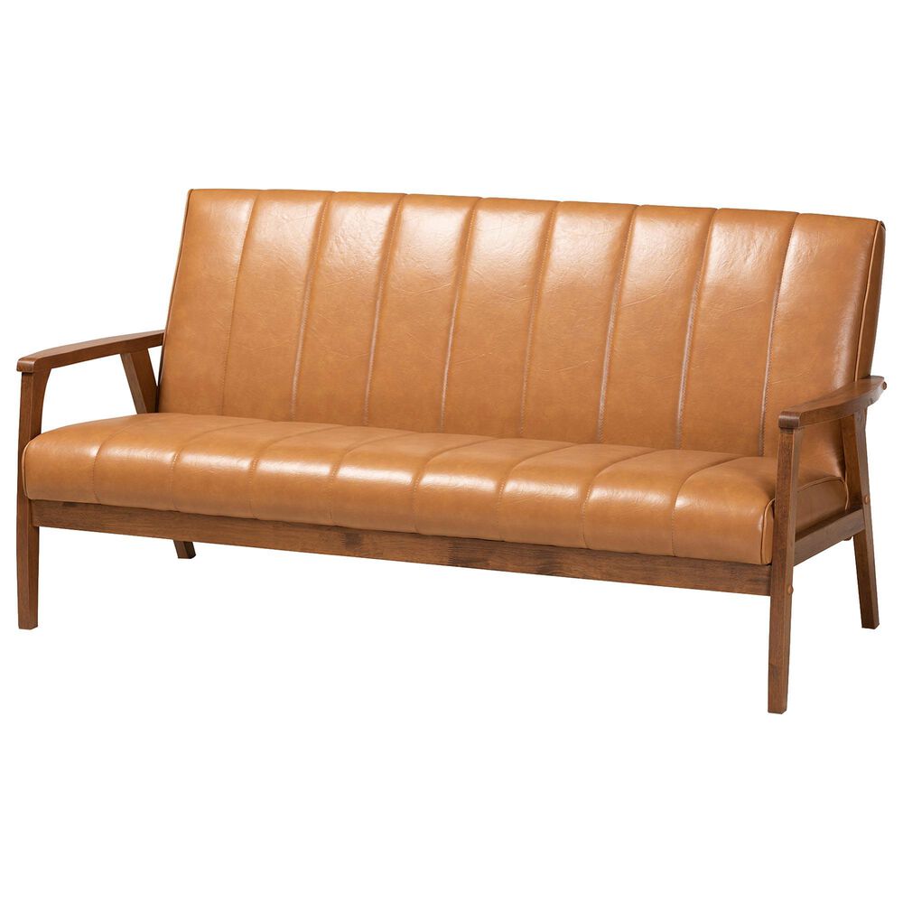 Baxton Studio Nikko Stationary Sofa in Tan, , large
