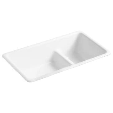 Kohler Iron/Tones Smart Divide 33" Double-Bowl Kitchen Sink in White, , large