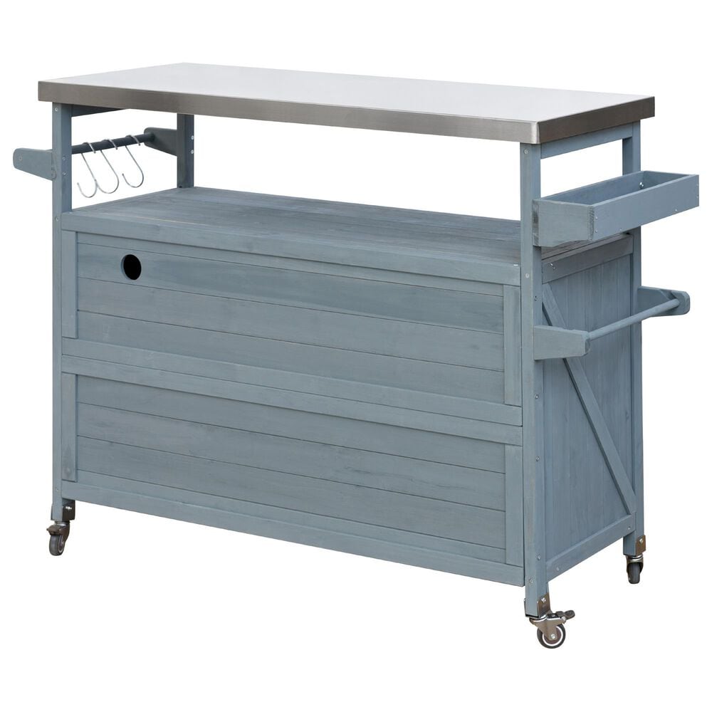 HOMLUX 50" Outdoor Kitchen Island in Grey Blue and Stainless Steel, , large