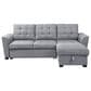 HOMLUX 90.5"W Linen Sleeper Sectional Sofa with Reversible Storage Chaise, in Light Grey, , large