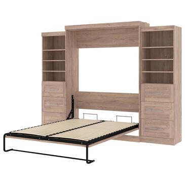 Bestar Pur Queen Murphy Storage Bed with 6-Drawer in Rustic Brown, , large