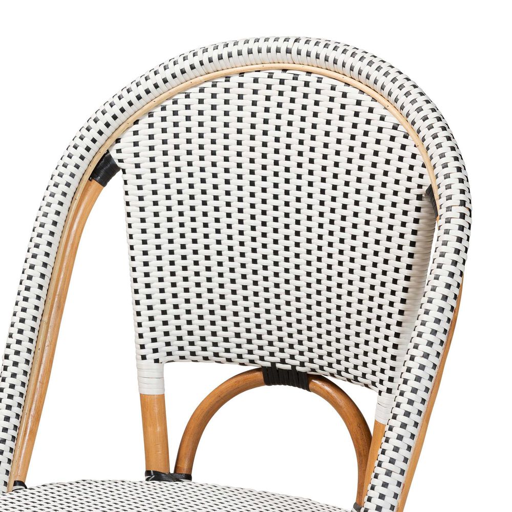Baxton Studio Genica Side Chair in Black, White and Natural Brown, , large