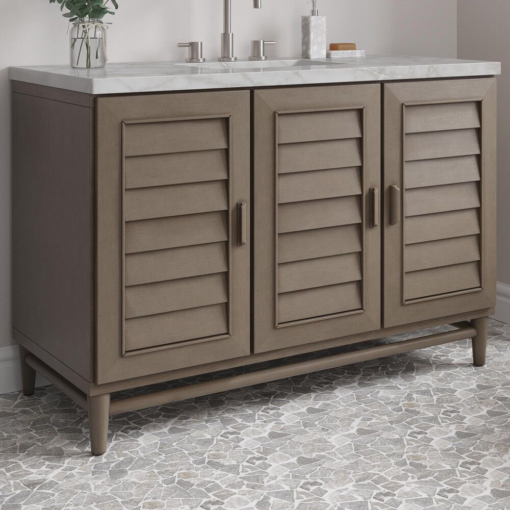 James Martin Vanities Portland 48" Single Bathroom Vanity in Whitewashed Walnut with 3 cm Eternal Jasmine Pearl Silestone Top, Rectangular Sink and FreePower Wireless Charger, , large